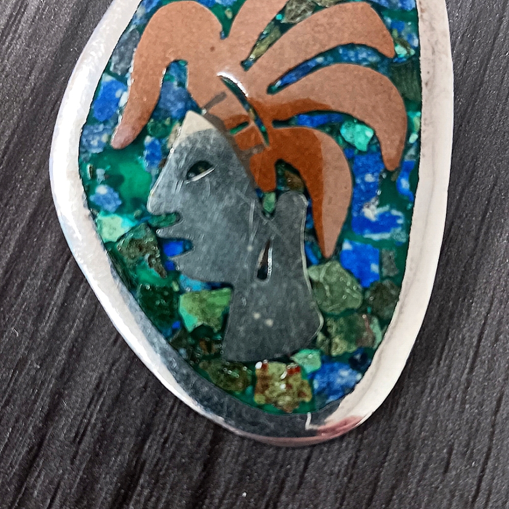 Silver Indian head pin/pendant vintage